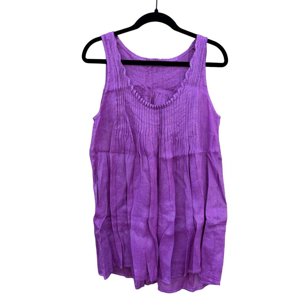 C.P. Shades Pink Shimmer Linen Oversized Sleeveless Tunic Dres Top Size Small